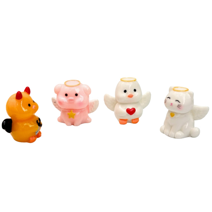 Wonderland 4-Piece Cute Winged Animal Figurine Set – Miniature Pet Collection for Desktop Decor, Crafting, and Decorative Displays