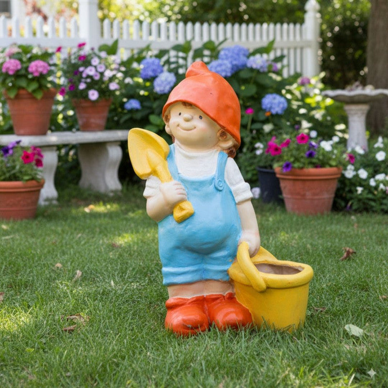 Wonderland Resin Boy with Planter|Pots for Garden Decor |Garden pots and planters|Balcony Decoration|