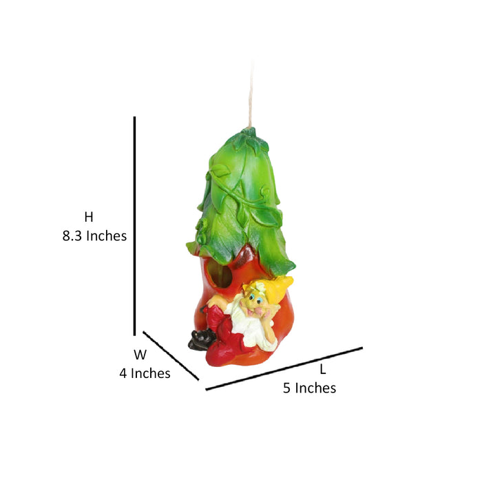 Wonderland Brinjal house with gnome | hanging decorative birdhouse in resin