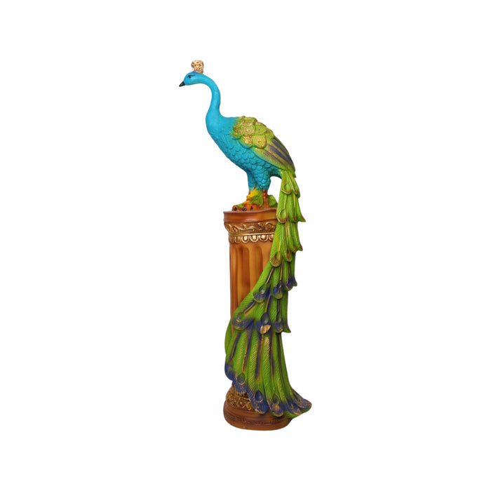Wonderland resin peacock on pole| home décor and gift items
