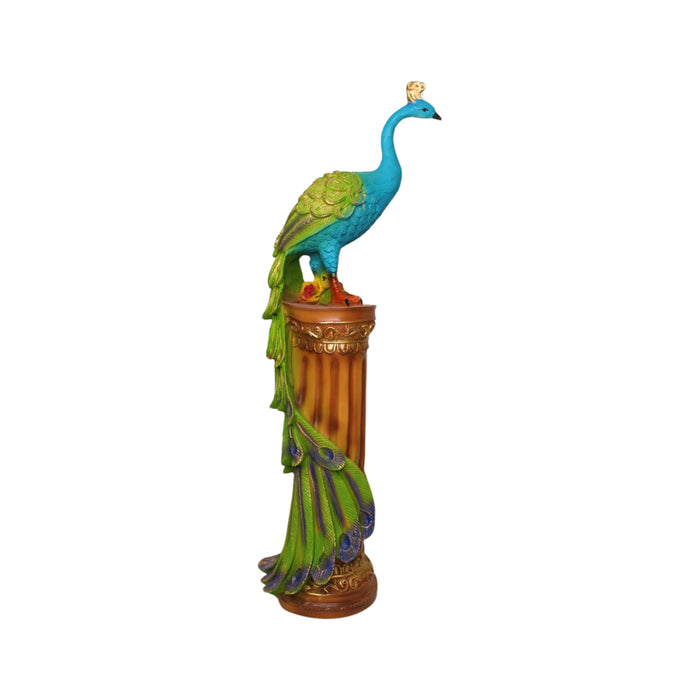 Wonderland resin peacock on pole| home décor and gift items