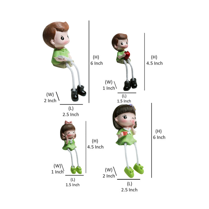 Wonderland set of 4 hanging dolls family statue for shelf décor ( style 1)| home décor and gift items