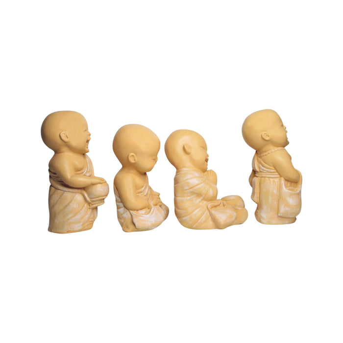 Wonderland SET of 4 Monks Resin Statue for home decoration, garden decor, balcony or terrace garden, gifting