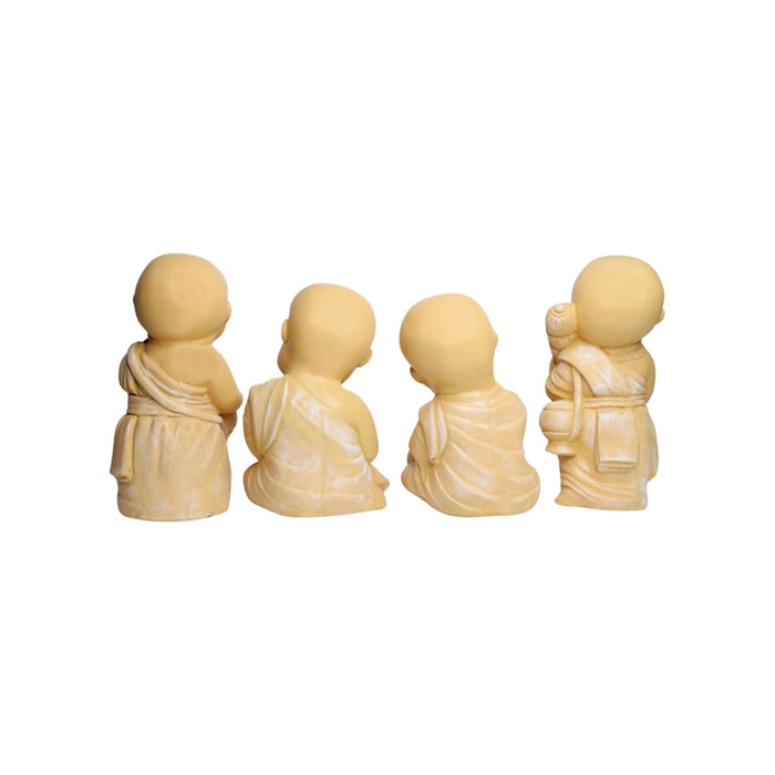 Wonderland SET of 4 Monks Resin Statue for home decoration, garden decor, balcony or terrace garden, gifting