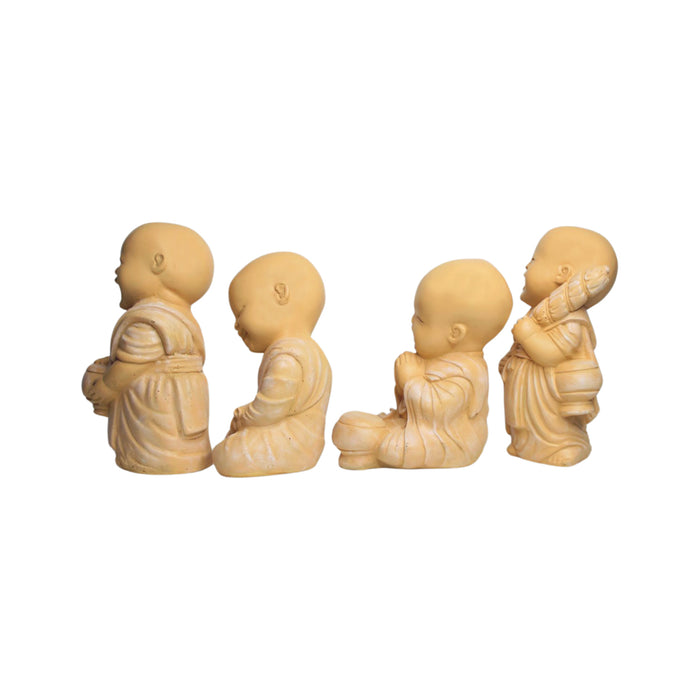 Wonderland SET of 4 Monks Resin Statue for home decoration, garden decor, balcony or terrace garden, gifting