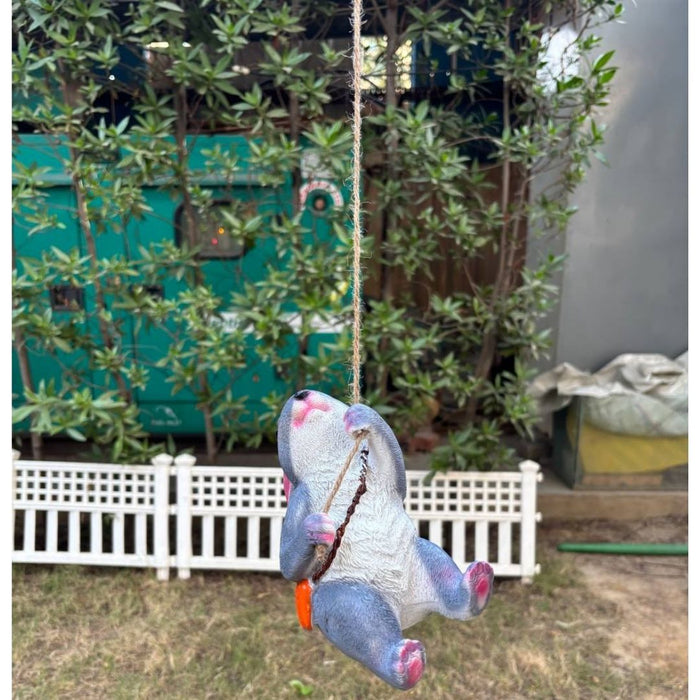 Wonderland Cute Grey Bunny Rabbit Figurine with Bag | Staute for Garden & Home Décor