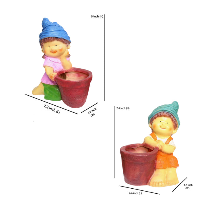 Wonderland Set of 2 (Combo) Boy & Girl Planter, Planters, Pot, Container for home decoration, garden decoration