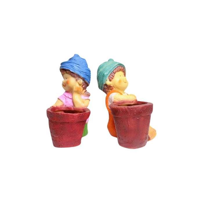 Wonderland Set of 2 (Combo) Boy & Girl Planter, Planters, Pot, Container for home decoration, garden decoration