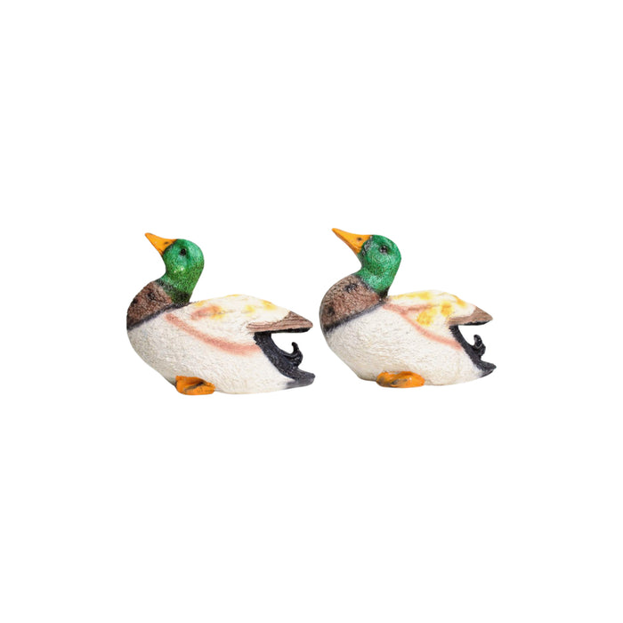 Wonderland SET of 2 : Green Duck Statues, made of Resin Statue for garden decoration, home decor, balcony decoration, gift, gifting