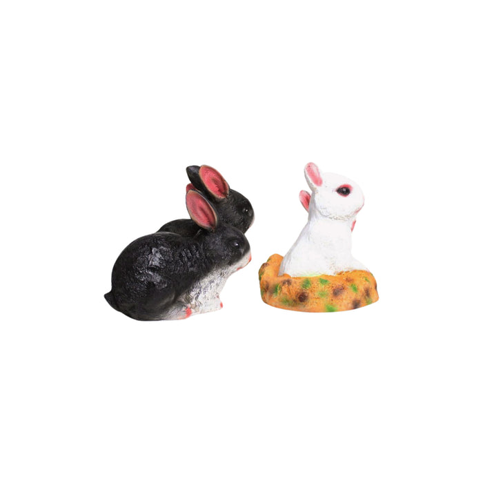 Wonderland SET of 2 : 3 Joint Rabbits & 2 Hare in hole, made of Resin Statue for garden decoration, home decor, balcony decoration