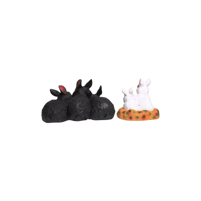 Wonderland SET of 2 : 3 Joint Rabbits & 2 Hare in hole, made of Resin Statue for garden decoration, home decor, balcony decoration