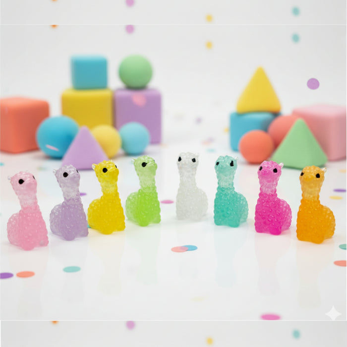 Wonderland 8-Piece Mini Llama Resin Figurines – Colorful Glow-in-the-Dark Alpaca Miniature Charms for DIY Crafts, Fairy Gardens, and Landscape Decor