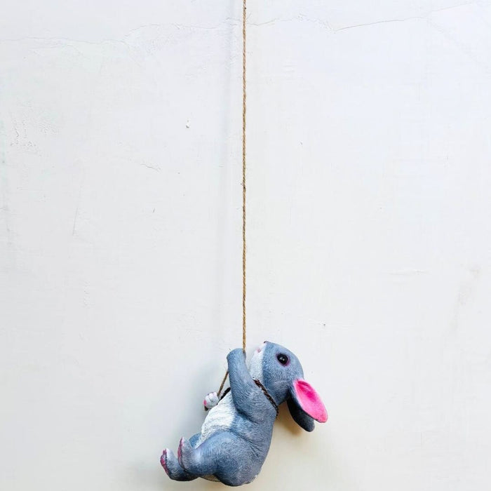 Wonderland Cute Grey Bunny Rabbit Figurine with Bag | Staute for Garden & Home Décor