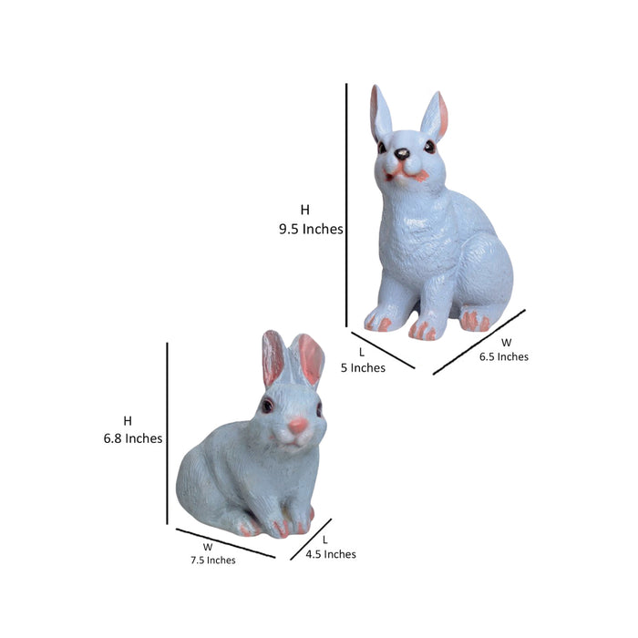 Wonderland SET of 2 Rabbits made of Resin Statue for home and garden decoration