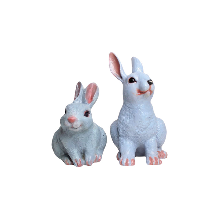 Wonderland SET of 2 Rabbits made of Resin Statue for home and garden decoration