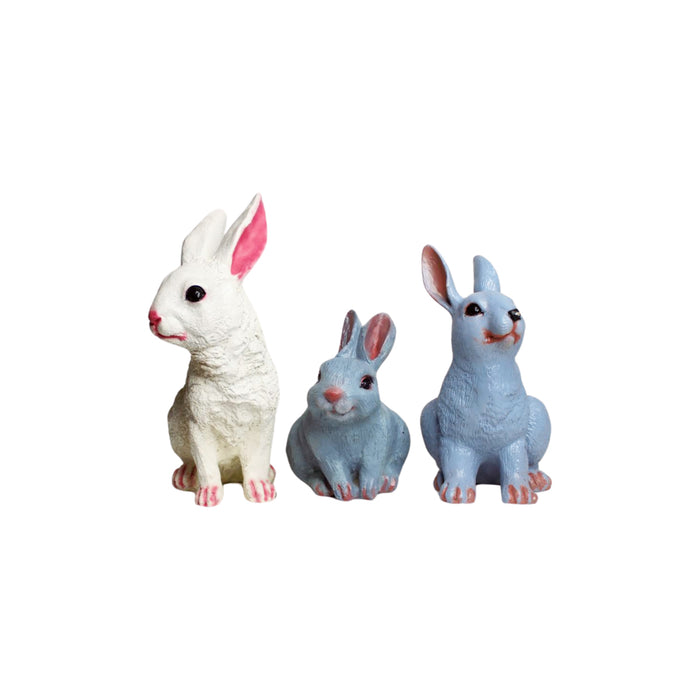 Wonderland SET of 3 Rabbits made of Resin Statue for garden decoration, home decor, balcony decoration