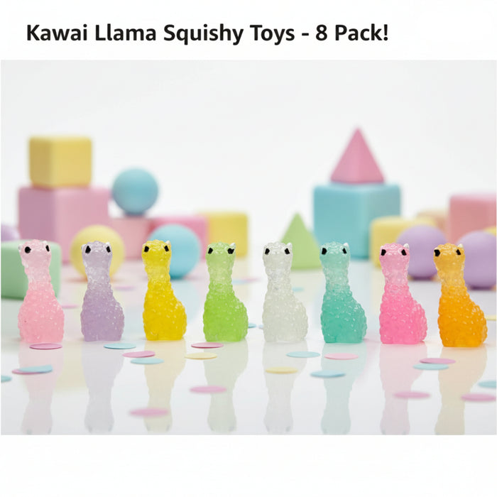 Wonderland 8-Piece Mini Llama Resin Figurines – Colorful Glow-in-the-Dark Alpaca Miniature Charms for DIY Crafts, Fairy Gardens, and Landscape Decor