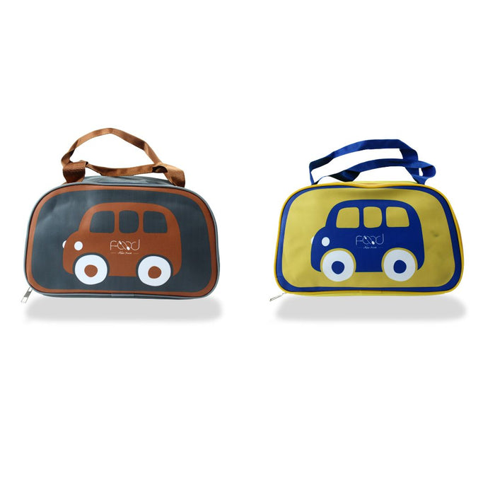 Wonderland Cute Car Kids'design  Lunch Bags (Set of 2)|Insulated Lunch carry bag| Thermal Food Container