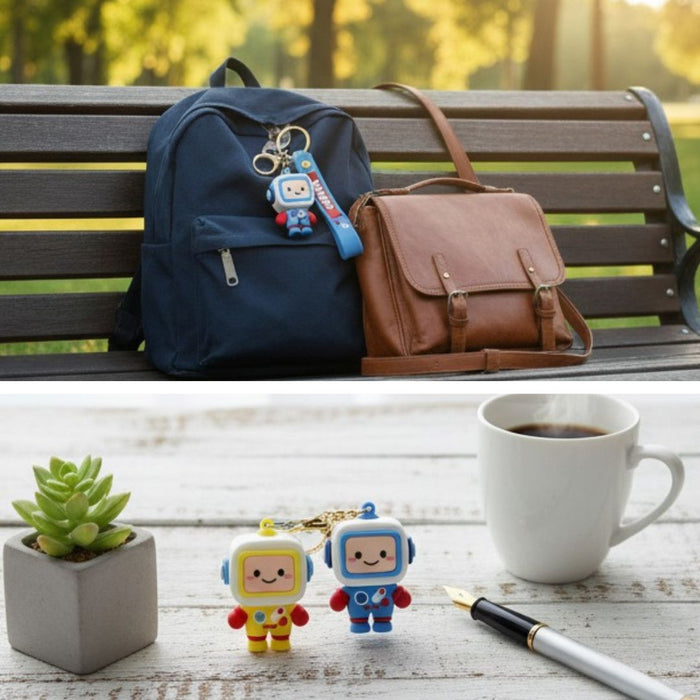 Wonderland Kawaii style ( set of 2)   Knightbot Keychains set of 2 with Holder Accessories, Backpack Car Key Chain for Boy Girl