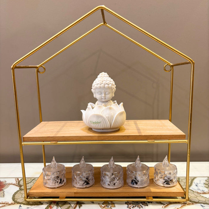 Wonderland Handcrafted White Resin Monk on Lotus | Spiritual Peace & Meditation Gift