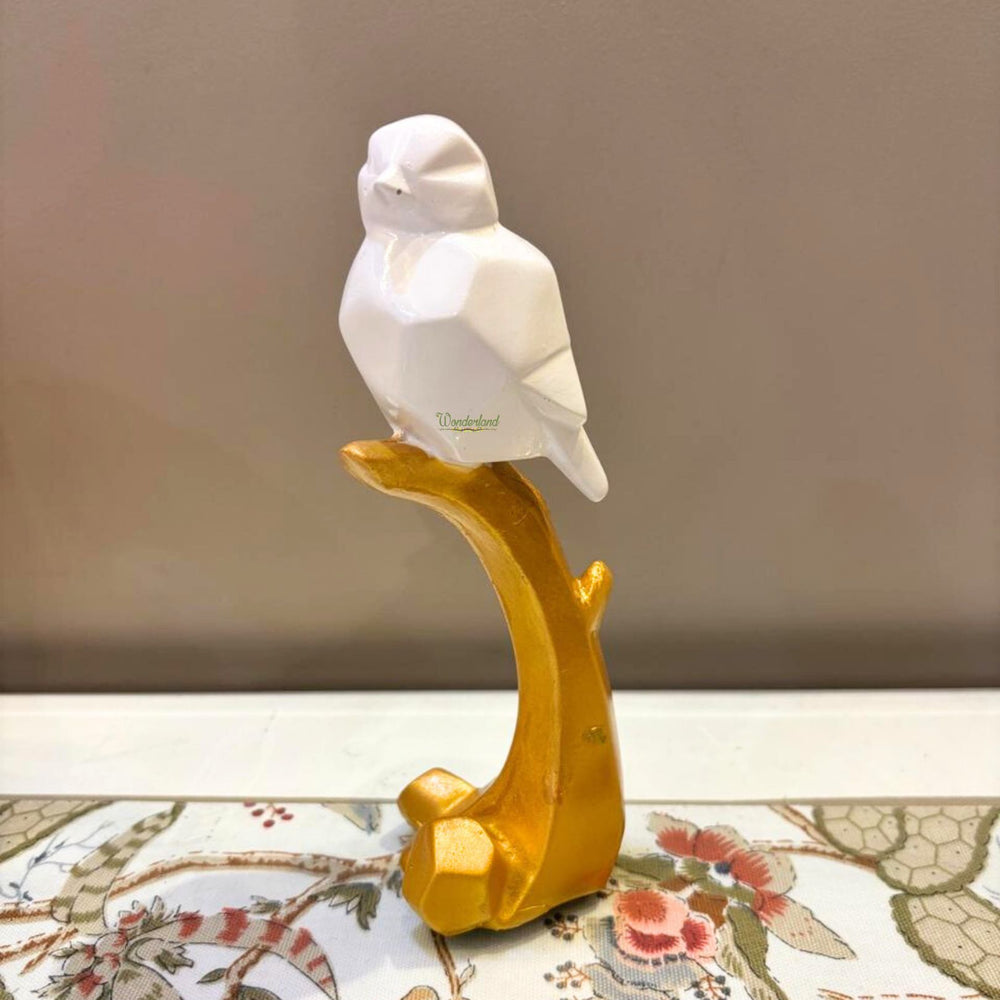 Wonderland Modern Bird Figurine on Golden Branch