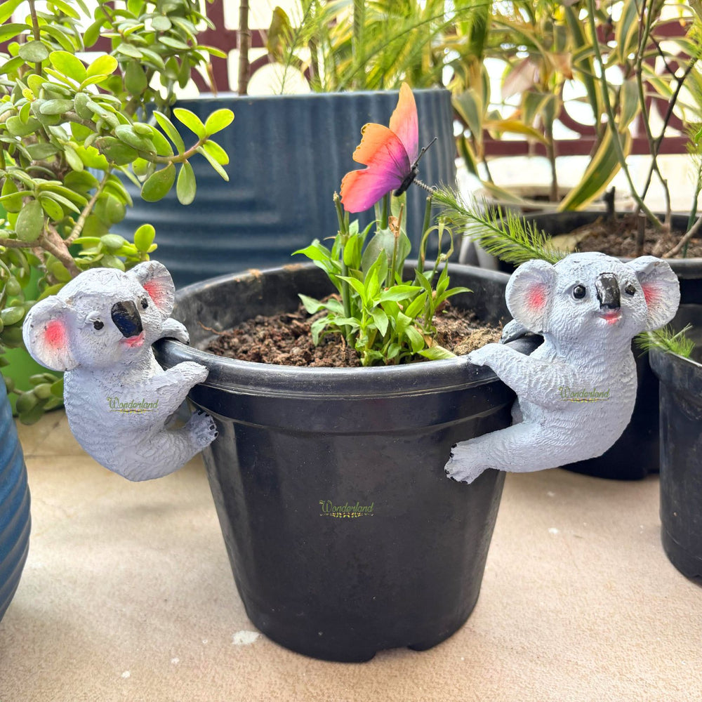 Charming Koala Duo Pot Huggers (Set of 2)|Cute Koala Resin Huggers for Pots, Vases