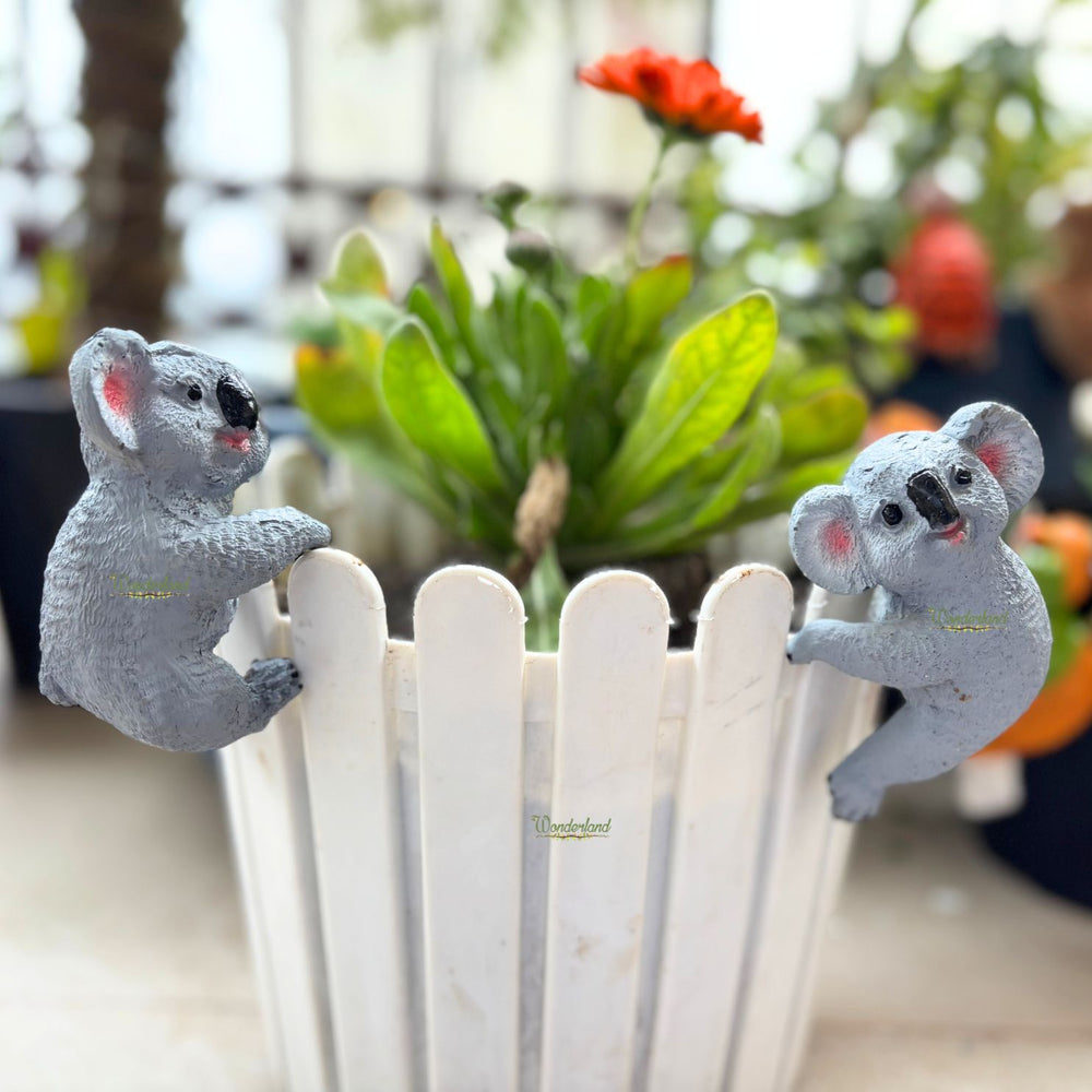 Charming Koala Duo Pot Huggers (Set of 2)|Cute Koala Resin Huggers for Pots, Vases