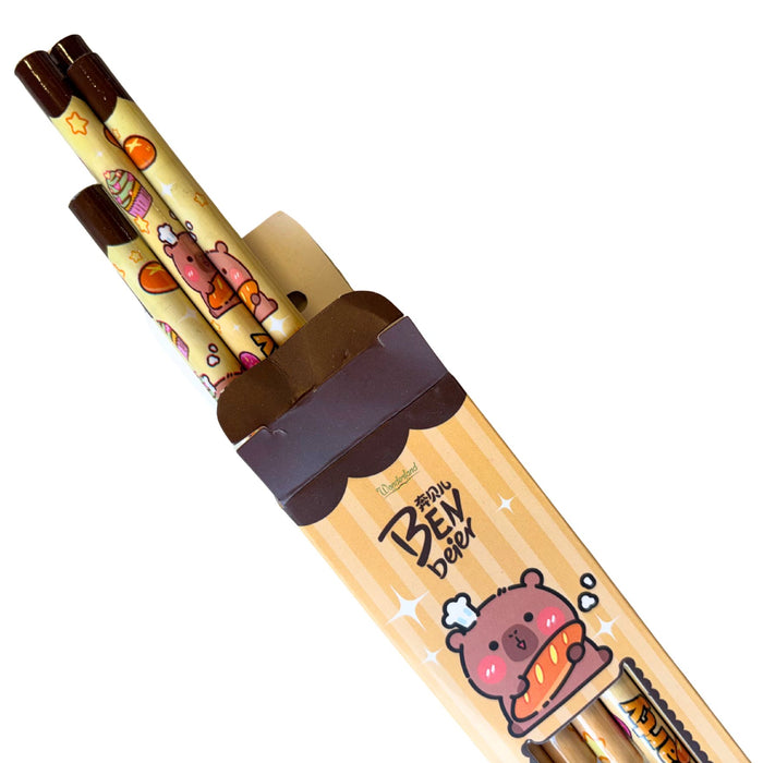 Wonderland HB Pencil set -Set of 2  with top erasers , 1 grip and 1 sharpner | Writing pencils for school and return gifts|Blue & Brown