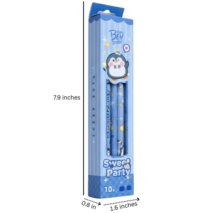 Wonderland HB Pencil set -Set of 2  with top erasers , 1 grip and 1 sharpner | Writing pencils for school and return gifts|Blue & Brown