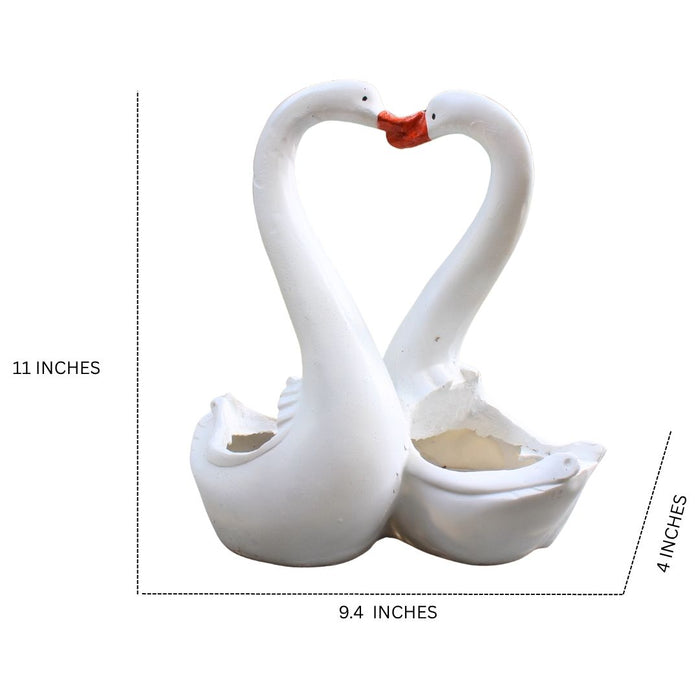 Wonderland Love Swan Couple Showpiece / Planter / Flower Pot for Home Decor, Living Room, Gifting, Anniversary