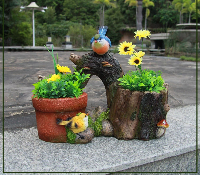 Wonderland Two Birds with Two Flower Pot/Planter/Container for Home Decoration, Garden Decor, Balcony, Kids Room Decor, Gift, Gifting