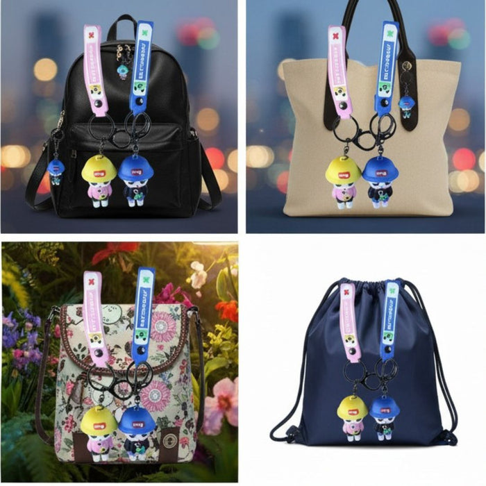 Wonderland Kawaii style ( set of 2) King Boy Cartoon Keychain Set with Strap – Cute Couple Style Keyrings for Bags & Keys