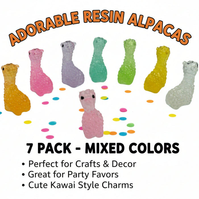 Wonderland 8-Piece Mini Llama Resin Figurines – Colorful Glow-in-the-Dark Alpaca Miniature Charms for DIY Crafts, Fairy Gardens, and Landscape Decor