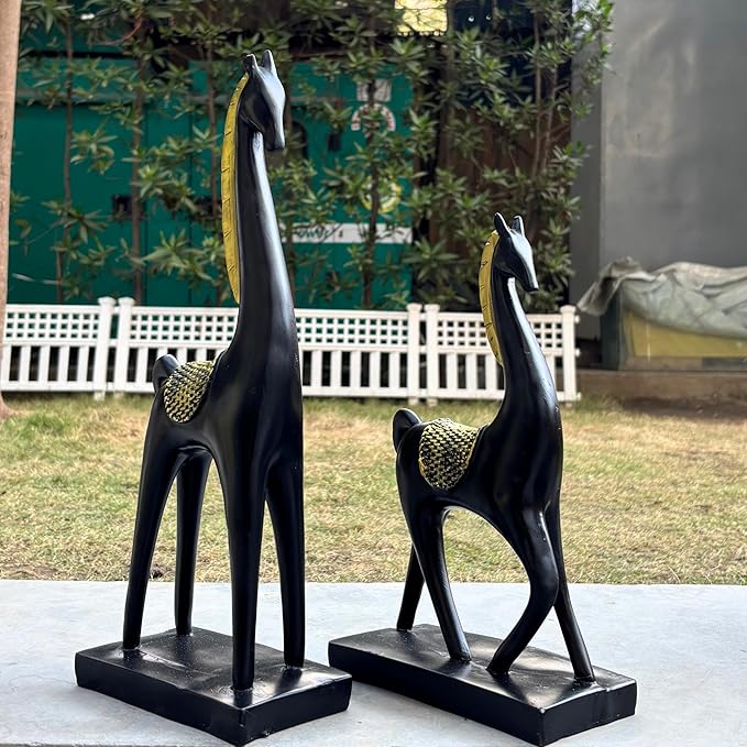 Black and Golden Horse Showpiece Set of 2 for Home Decoration