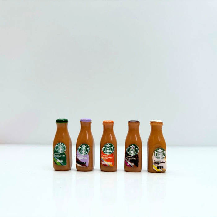 Wonderland 20-Piece Miniature Iced Coffee Bottle Set – Tiny Resin Drink Charms for Dollhouses, DIY Crafts, and Jewelry Making