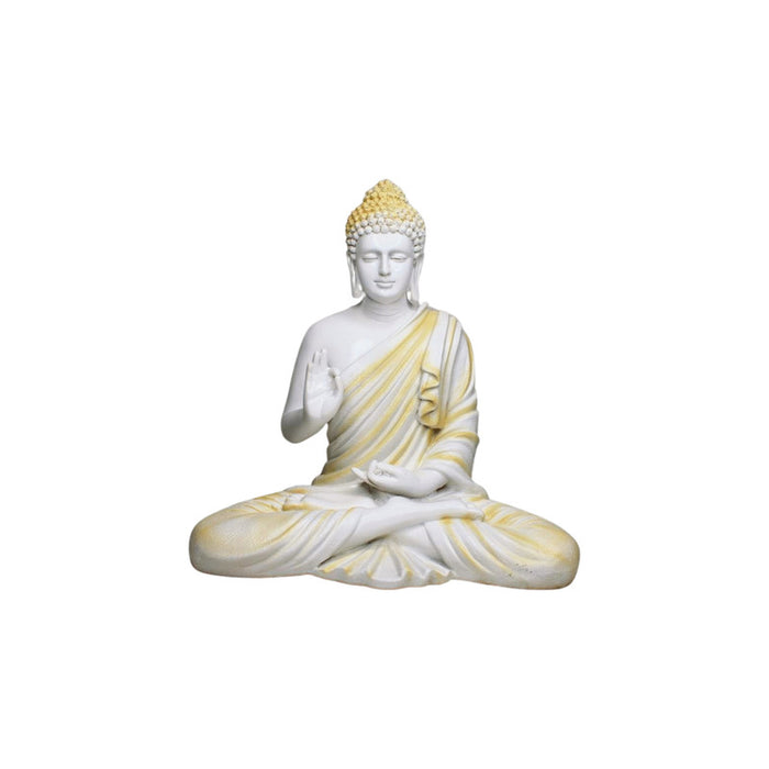 Wonderland 14 inches Ashirvad Avastha Buddha Resin Statue, (Beige) showpiece, Gift