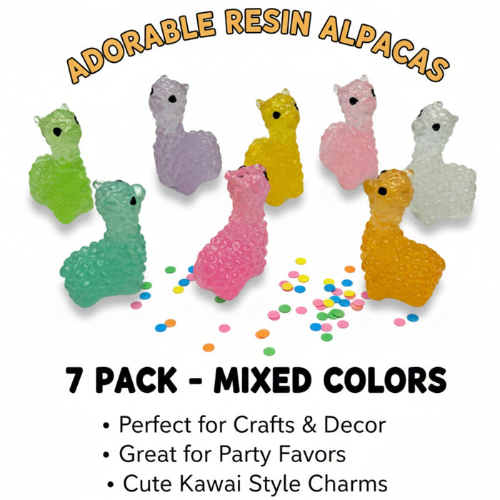 Wonderland 8-Piece Mini Llama Resin Figurines – Colorful Glow-in-the-Dark Alpaca Miniature Charms for DIY Crafts, Fairy Gardens, and Landscape Decor