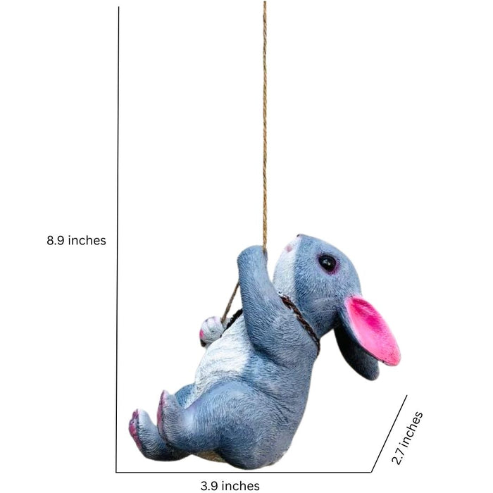 Wonderland Cute Grey Bunny Rabbit Figurine with Bag | Staute for Garden & Home Décor