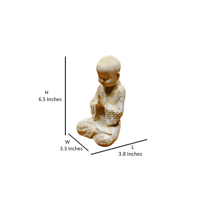 Wonderland 6.5 inches height Baby monk in namaste position | resin indoor and  outdoor decoration item