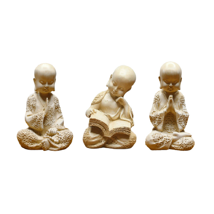 Wonderland ( set of 3)   6.5 inches height Baby monk | zen buddha monk statues