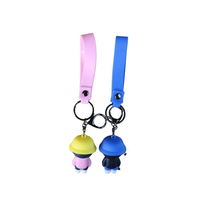 Wonderland Kawaii style ( set of 2) King Boy Cartoon Keychain Set with Strap – Cute Couple Style Keyrings for Bags & Keys
