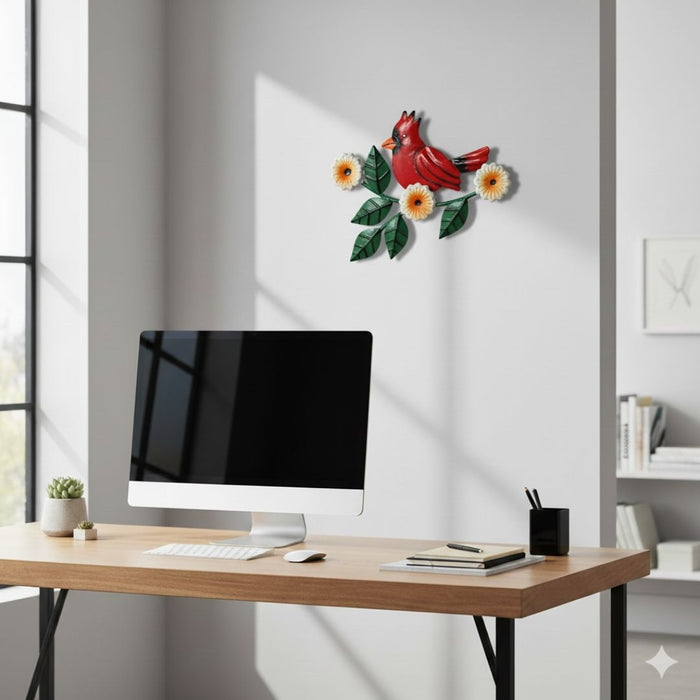 Wonderland set of 3Handcrafted Metal Yellow Bird on Branch Wall Art | Oriole Inspired Decorative Wall Hanging | Home & Garden Decor