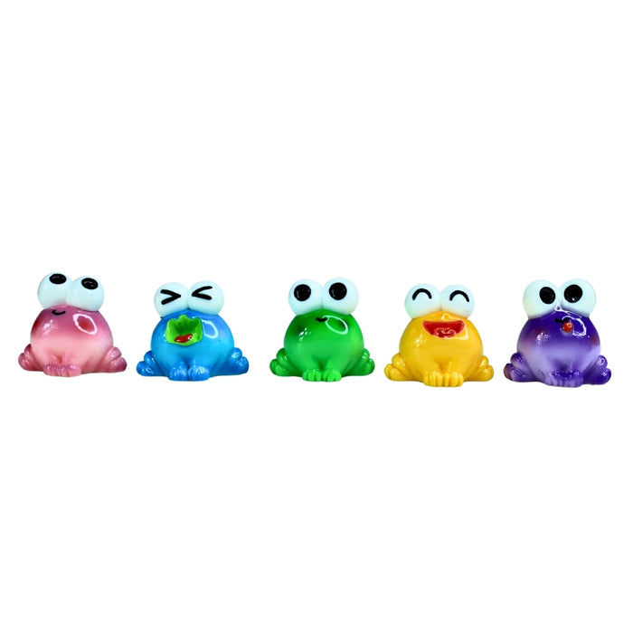 Wonderland (Set of 5 Mini Cute Colourfull Frog Miniature Figurines Animals Model Fairy Garden Miniature Moss Landscape