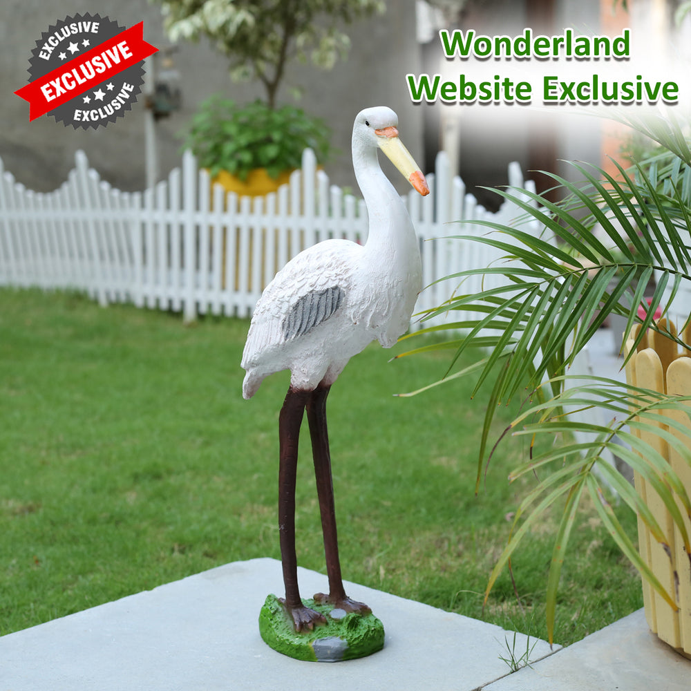 Graceful 18-Inch Polyresin Crane Statue