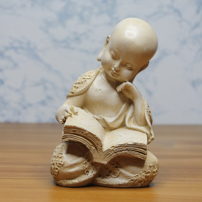 Wonderland  6.5 inches height Baby monk in Book reading position | polyresin buddha reading book statue