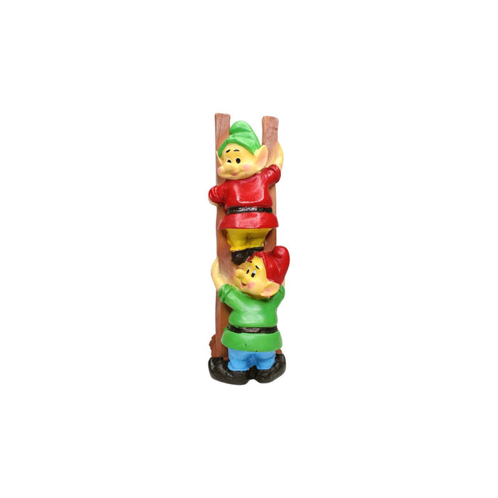 Wonderland  Resin Funny 2 Gnomes on Ladder Santa Idol, Standard (Style 04)