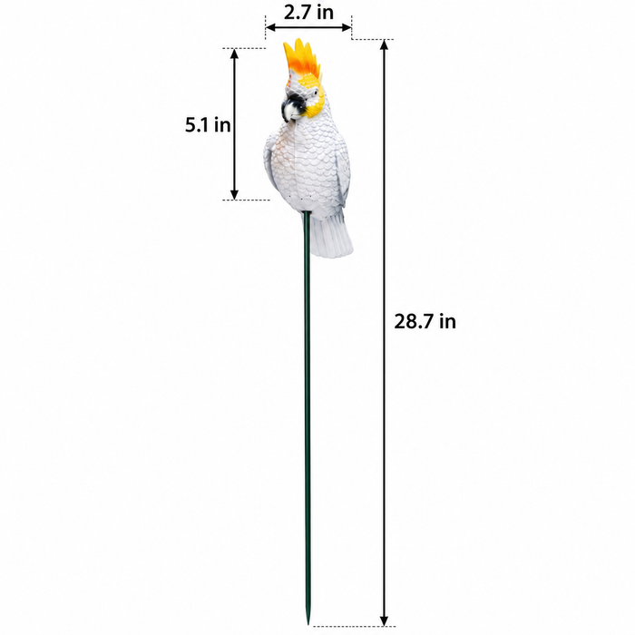 Decorative Parrot & Cockatoo Garden Stakes (Set of 2) – Green & White Bird Plant Sticks for Pots & Floral Arrangements