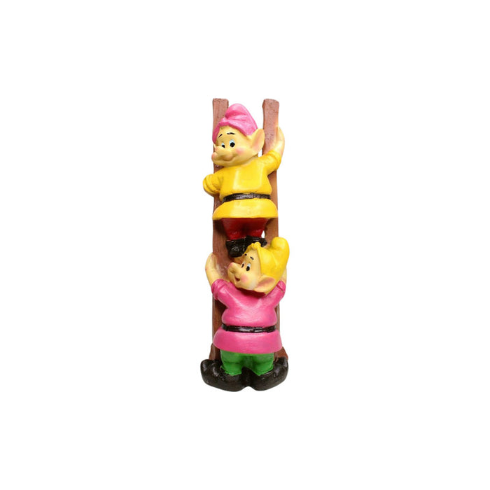 Wonderland  Resin Funny 2 Gnomes on Ladder Santa Idol, Standard (Style 02)