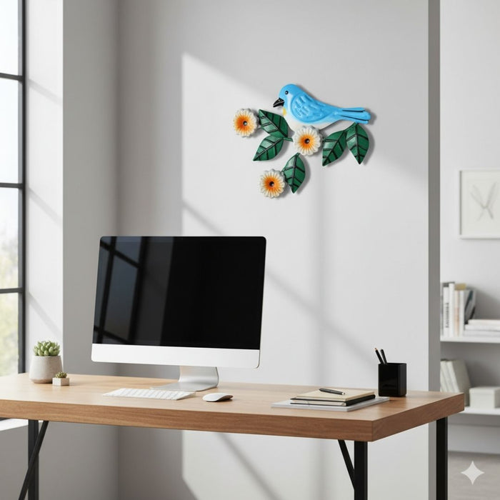 Wonderland set of 3Handcrafted Metal Yellow Bird on Branch Wall Art | Oriole Inspired Decorative Wall Hanging | Home & Garden Decor