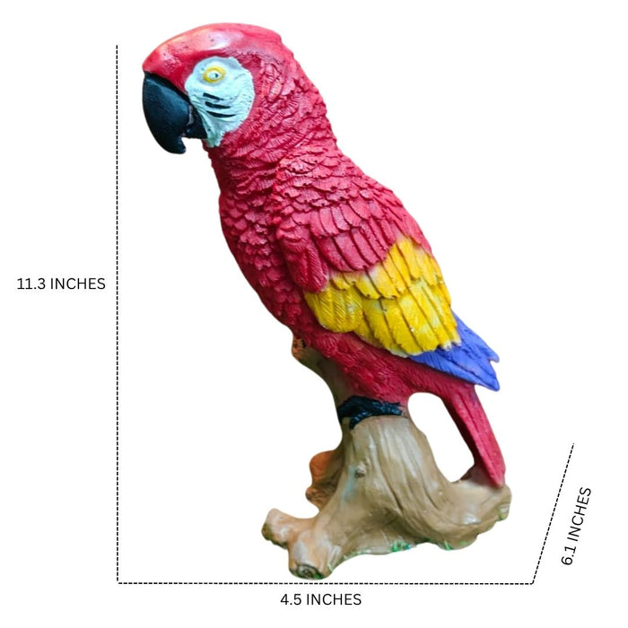 Wonderland Parrot Statue - Vibrant Tropical Bird Figurine on Perch for Garden, Patio, or Home Decor